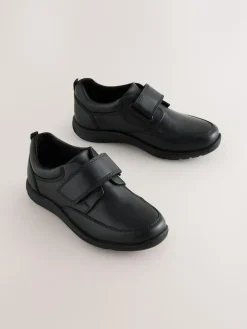 Next Black Extra Wide Fit (H) Leather 1 Strap Touch Fastening School Shoes^BOY School Shoes|Boys Shoes