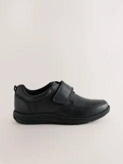 Next Black Extra Wide Fit (H) Leather 1 Strap Touch Fastening School Shoes^BOY School Shoes|Boys Shoes