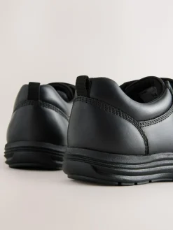 Next Black Extra Wide Fit (H) Leather 1 Strap Touch Fastening School Shoes^BOY School Shoes|Boys Shoes