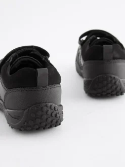 Next Black Extra Wide Fit (H) School Leather Elastic Lace Shoes^BOY School Shoes|Boys Shoes