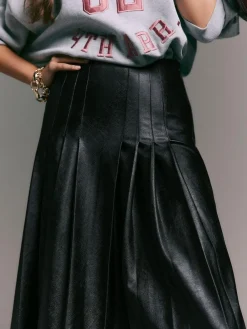 Next Faux Leather Midi Kilt Skirt^Women Skirts