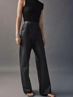 Clearance Next Faux Leather Straight Leg Trousers Black