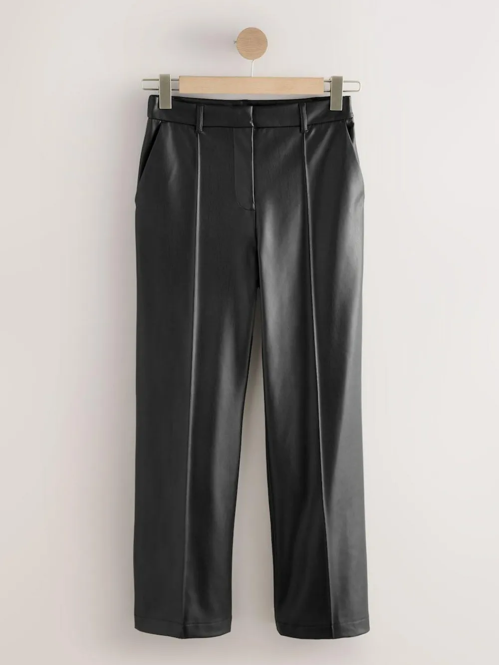 Clearance Next Faux Leather Straight Leg Trousers Black