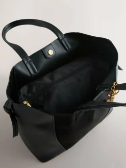 Next Black Faux Suede Mix Charm Shoulder Bag^Women Bags