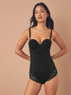 Online Next Firm Tummy Control Cupped Lace Body Black