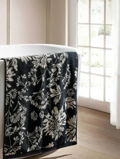 Next Black Floral 100% Cotton Towel^ Towels & Bathmats
