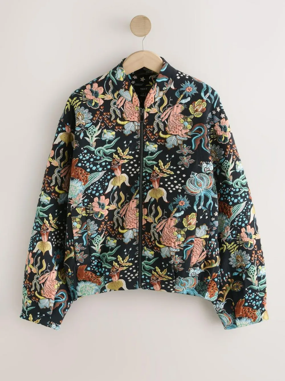 Hot Next Floral Jacquard Bomber Jacket Black