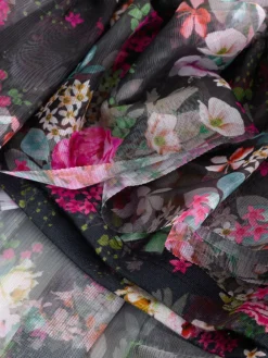 Clearance Next Black Floral Long Sleeve Mesh Party Dress (3-16yrs)