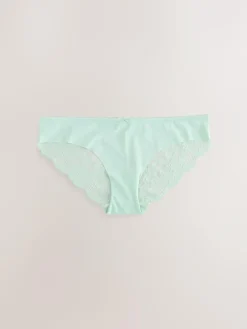 New Next Brazilian No VPL Lace Back Briefs 5 Pack Black Floral Print