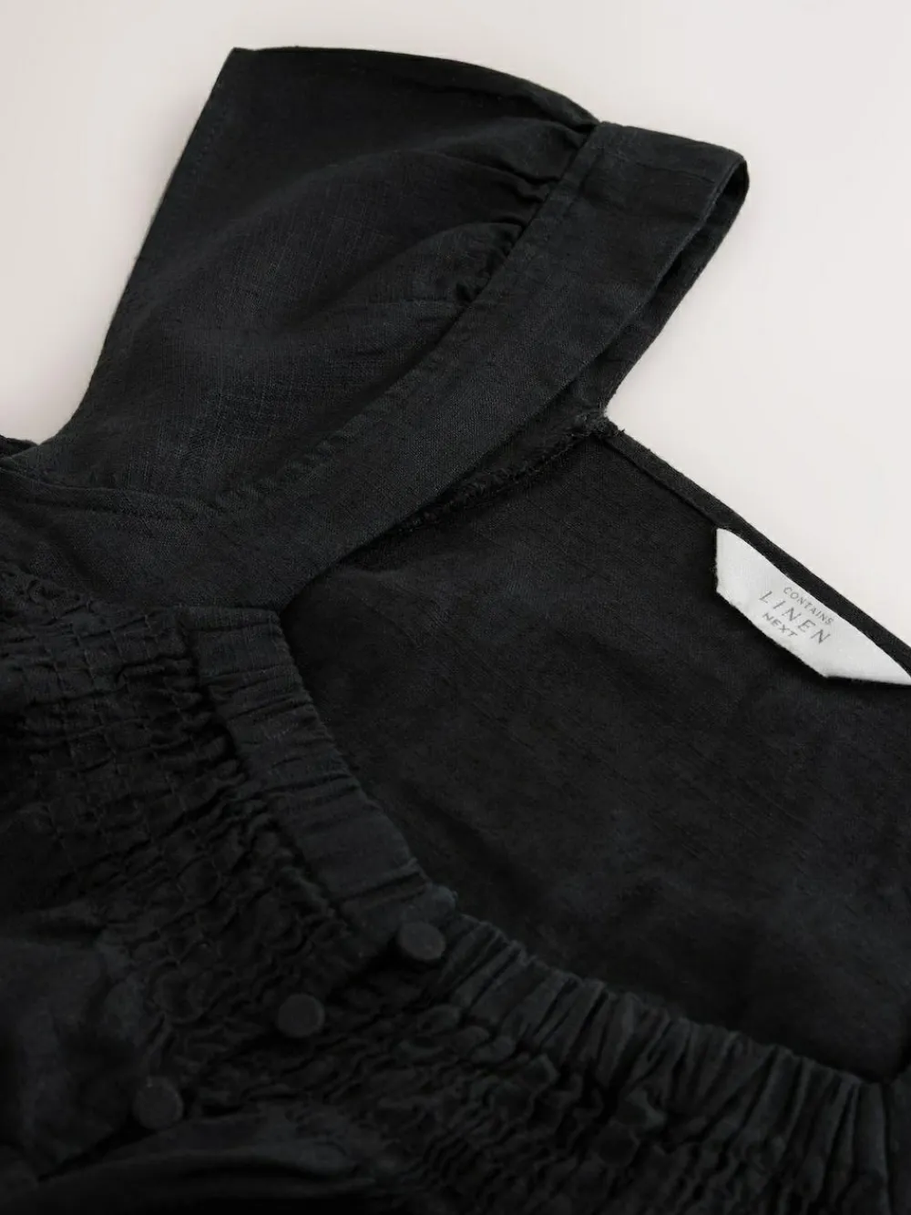 Discount Next Flutter Sleeve Button Front Top With Linen Black