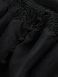 Discount Next Flutter Sleeve Button Front Top With Linen Black