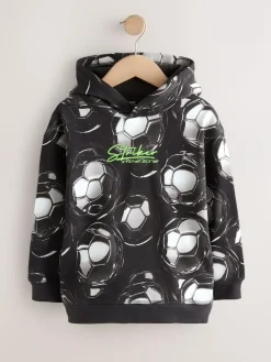 Next Black Football Print Older Boys Graphic Print Hoodie (3-16yrs)^BOY Sweatshirts & Hoodies
