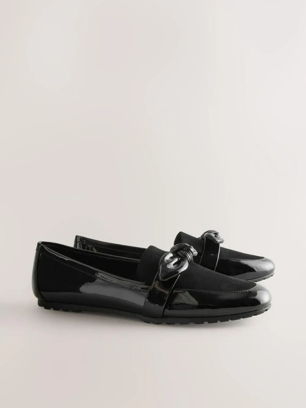 Next Black Forever Comfort® Bow Round Toe Loafers^Women Flats