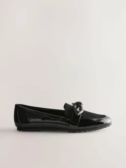 Next Black Forever Comfort® Bow Round Toe Loafers^Women Flats