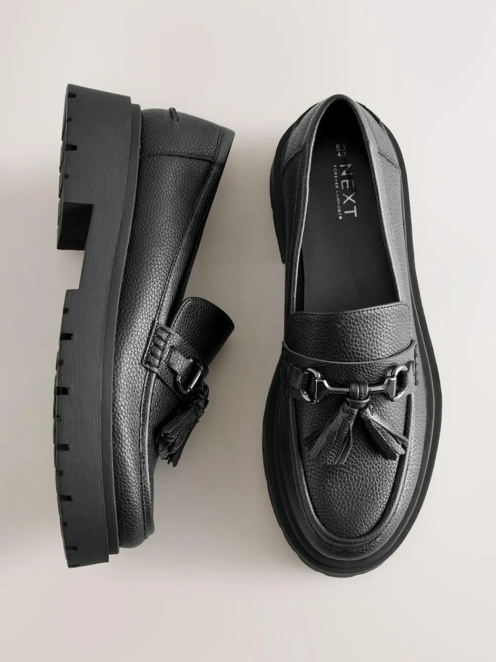 Best Next Forever Comfort Chunky Platform Tassel Loafers Black