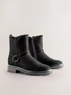 Next Forever Comfort® Faux Fur Hardware Ankle Boots^Women Wide Fit & Extra Wide Fit