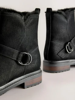 Next Forever Comfort® Faux Fur Hardware Ankle Boots^Women Wide Fit & Extra Wide Fit