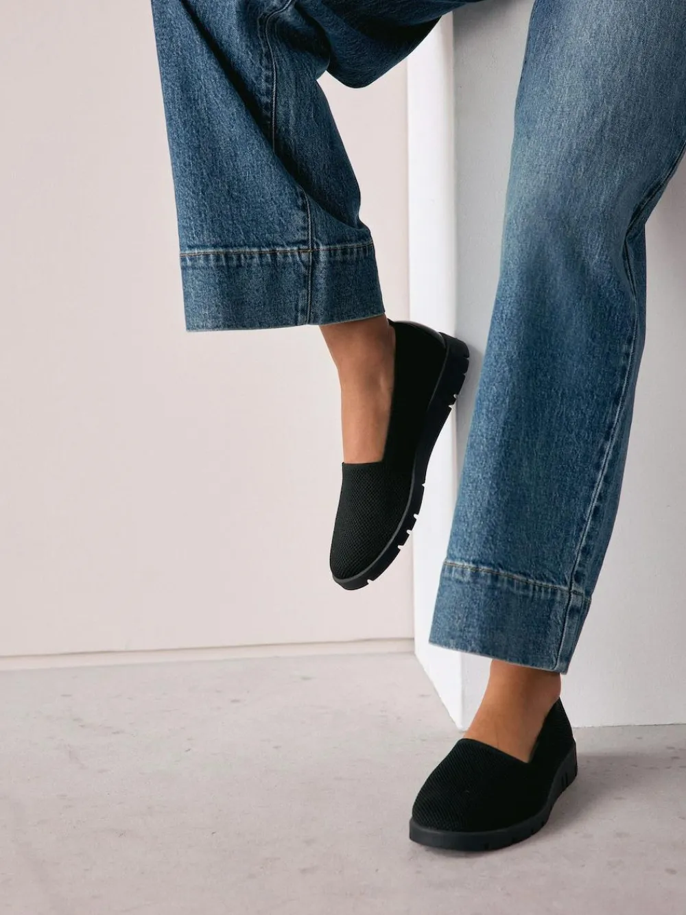 Next Black Forever Comfort® Knitted Slip On Shoes^Women Flats