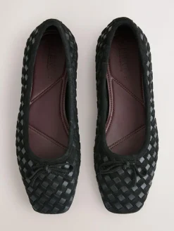 Next Forever Comfort® Leather Weave Ballet Flats Black