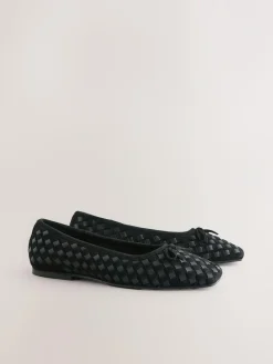 Next Forever Comfort® Leather Weave Ballet Flats Black