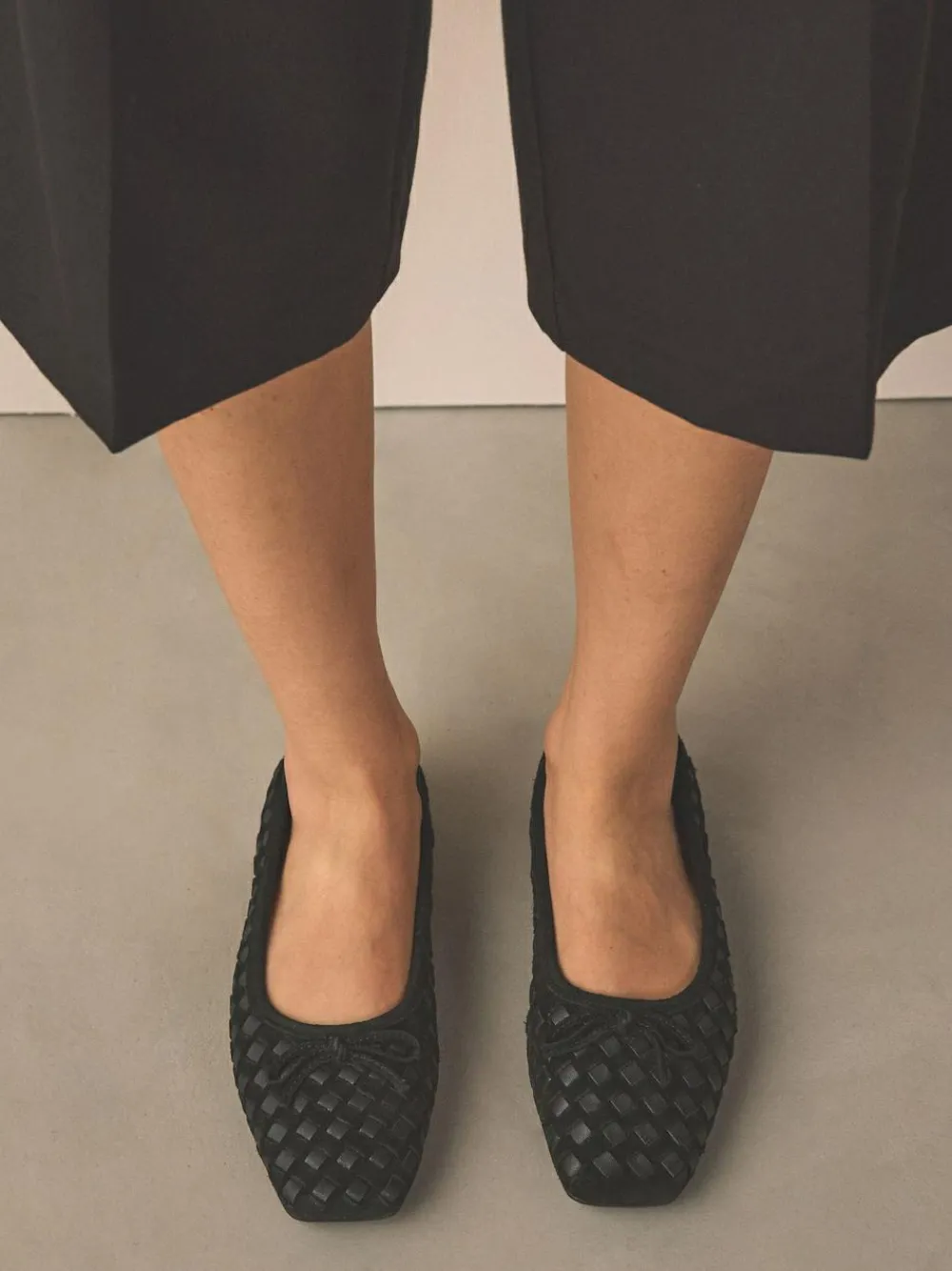 Next Forever Comfort® Leather Weave Ballet Flats Black