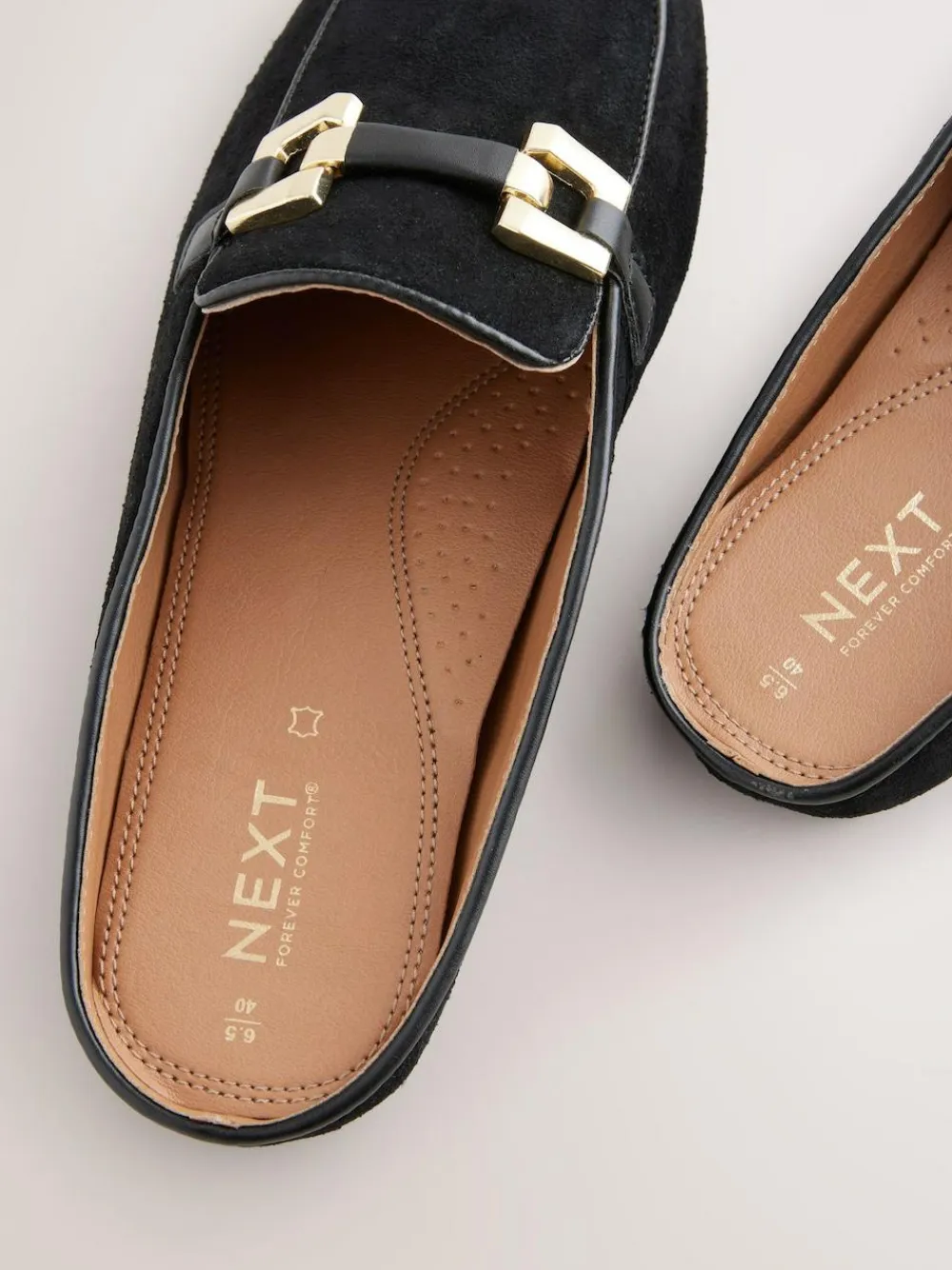 Best Next Forever Comfort® Leather Hardware Trim Detail Loafer Mules Black