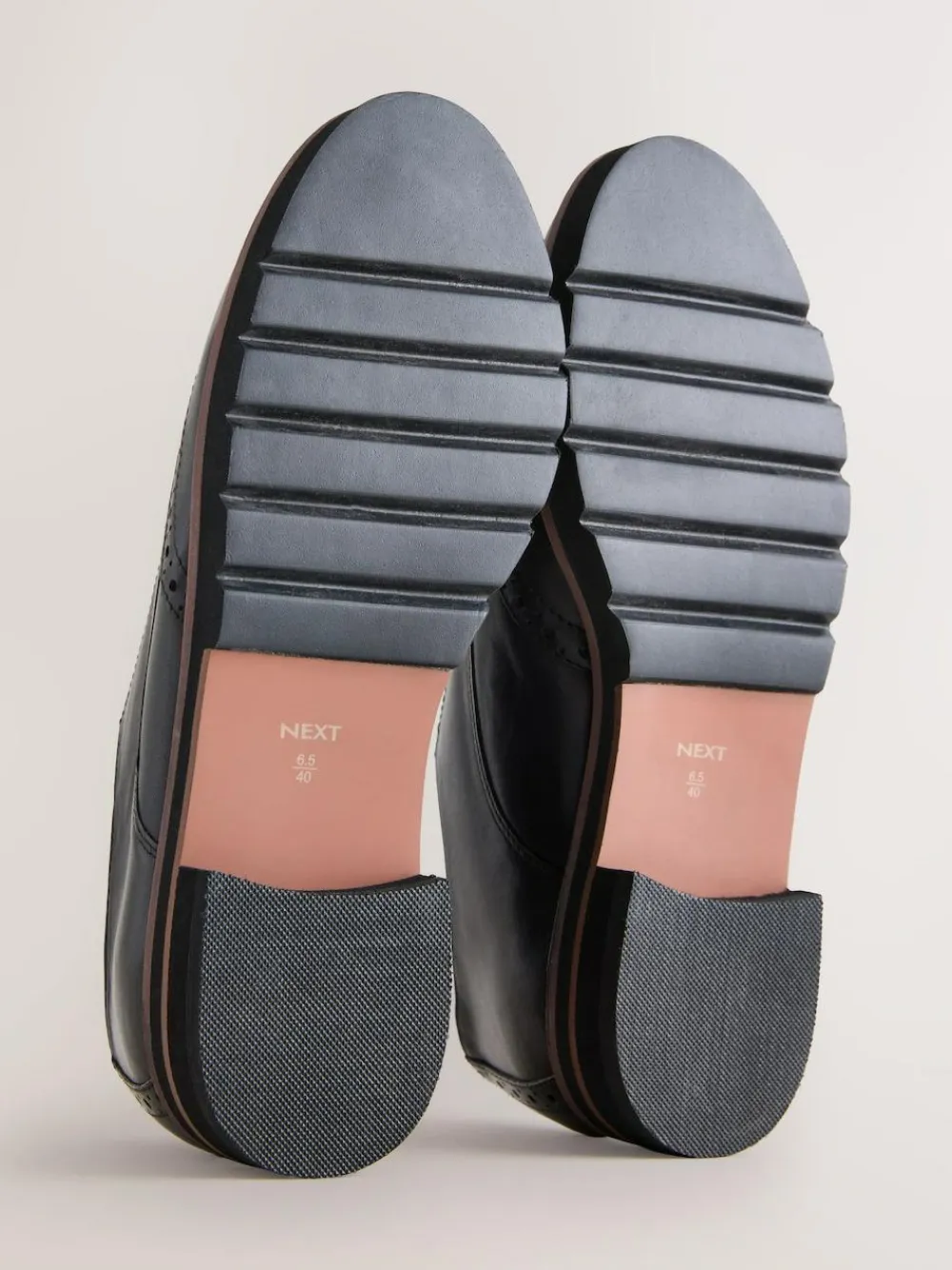 Next Black Forever Comfort® Leather Brogue Detailing Chunky Sole Lace-Up Shoes^Women Flats