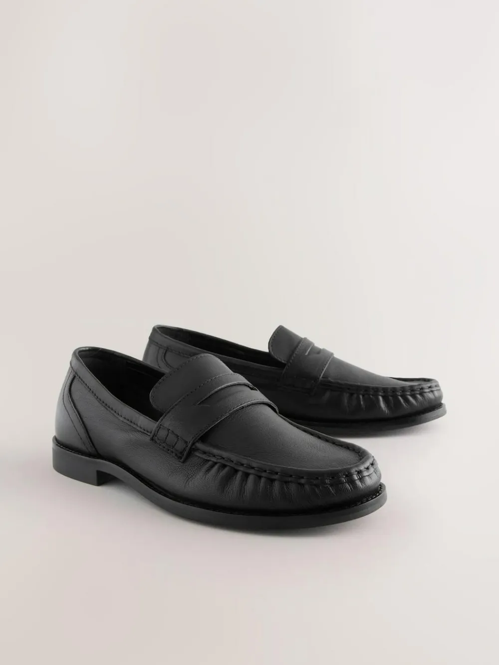 Next Black Forever Comfort® Leather Ruched Saddle Loafers^Women Flats