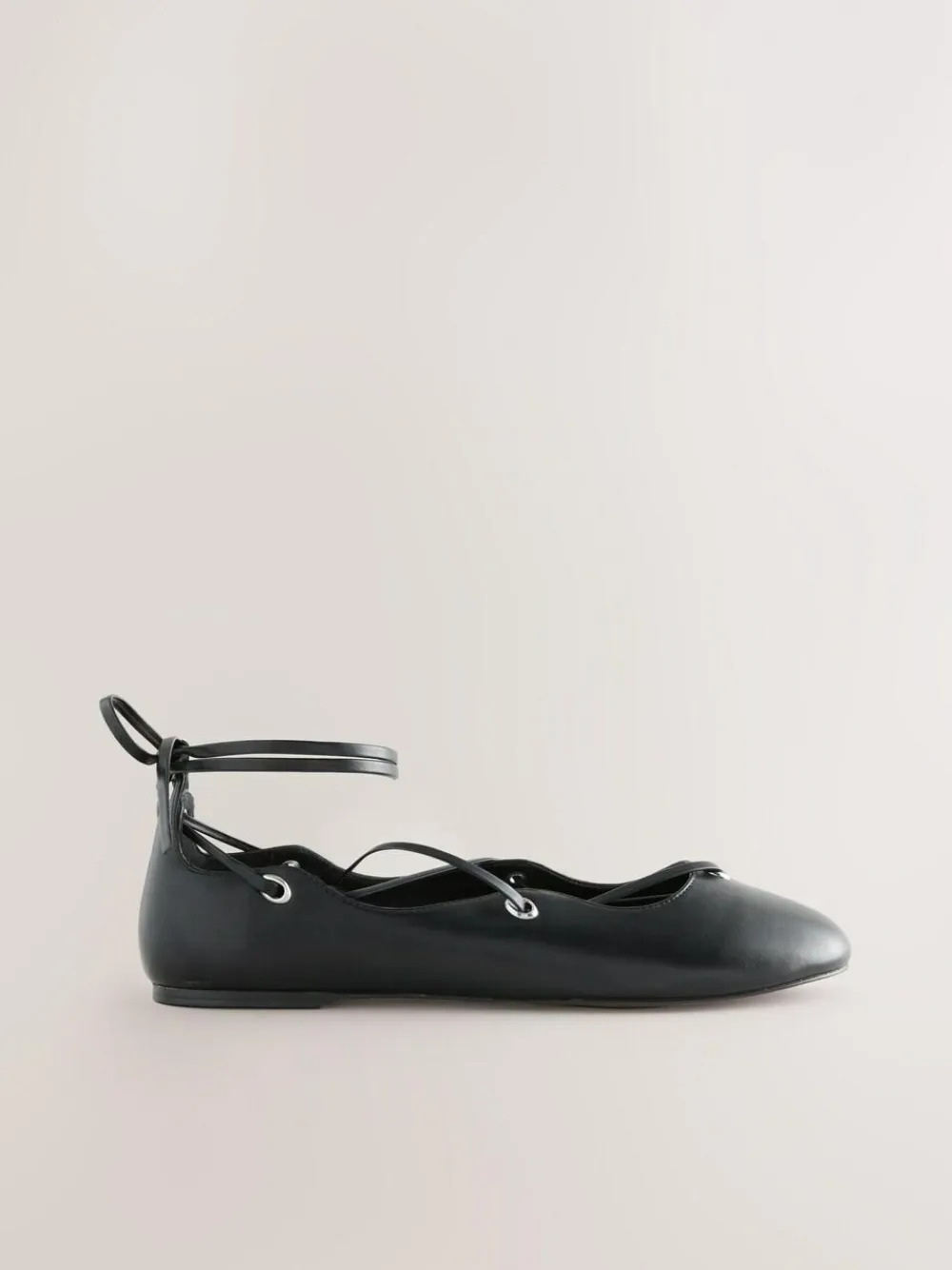 Next Black Forever Comfort® Leather Ghillie Shoes^Women Flats