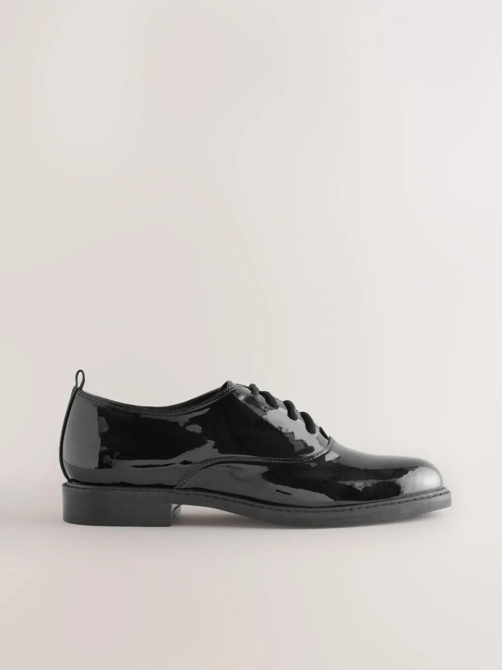 Next Black Forever Comfort® Patent Almond Toe Lace-Up Shoes^Women Flats