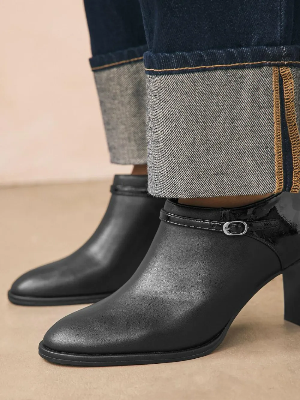 Best Next Black Forever Comfort® Round Toe Block Heel Buckle Detail Shoe Boots