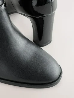 Best Next Black Forever Comfort® Round Toe Block Heel Buckle Detail Shoe Boots