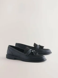 Next Black Forever Comfort Tassel Round Toe Loafers^Women Flats