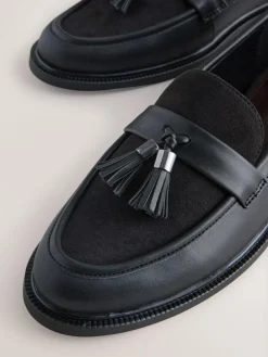 Next Black Forever Comfort Tassel Round Toe Loafers^Women Flats