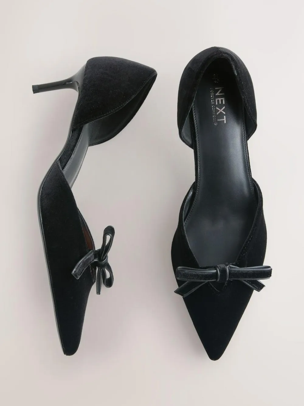 Discount Next Forever Comfort® Velvet Bow Pointed Toe Two Part Heels Black