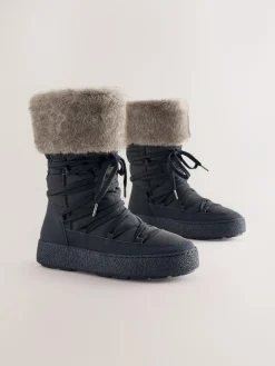 Next Black Forever Comfort® Water Repellent Finish Faux Fur Lined Boots^Women Boots & Wellies|Boots