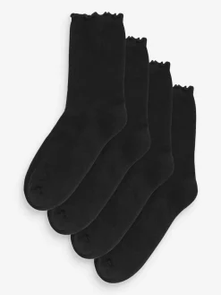 Discount Next Frill Top Cushion Sole Ankle Socks 4 Pack Black