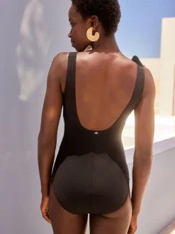 Next Black Frill Wrap Tummy Shaping Control Swimsuit^Women Swimwear