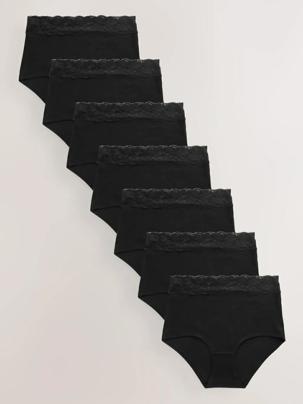 Sale Next Full Brief Cotton and Lace Knickers 7 Pack Black