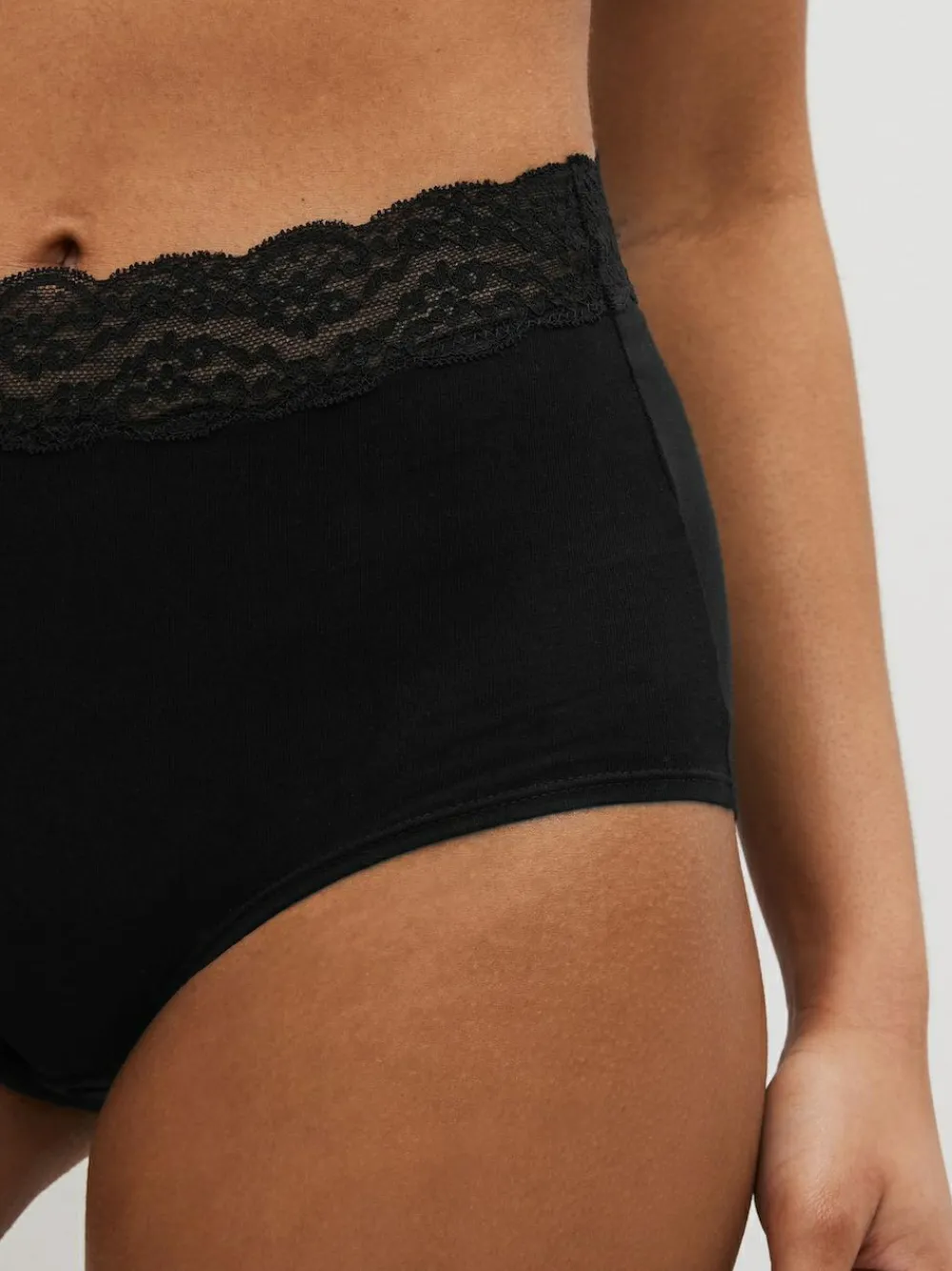 Sale Next Full Brief Cotton and Lace Knickers 7 Pack Black