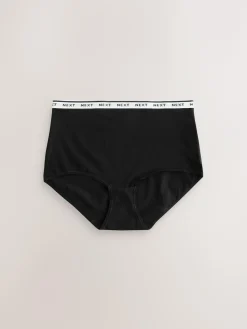 New Next Full Brief Cotton Logo Knickers 7 Pack Black