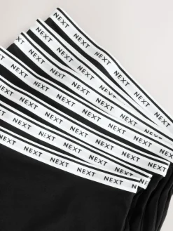 New Next Full Brief Cotton Logo Knickers 7 Pack Black