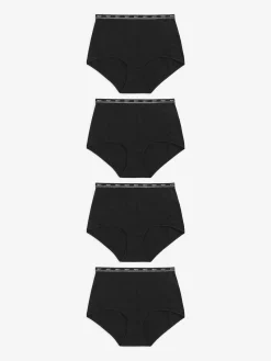 Next Black Full Brief Cotton Logo Knickers 4 Pack^Women All Lingerie|Panties