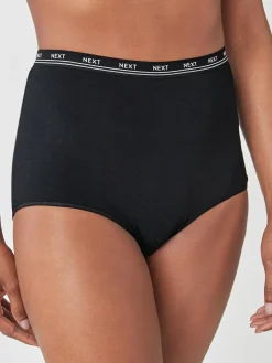 Next Black Full Brief Cotton Logo Knickers 4 Pack^Women All Lingerie|Panties
