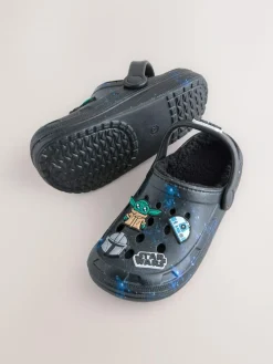 Next Black Galaxy Star Wars Warm Lined Slipper Clogs^BOY Nightwear