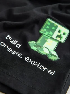 Hot Next Black Gel Print Single Minecraft T-Shirt (3-16yrs)