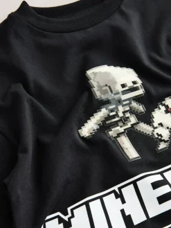 Hot Next Black Gel Print Single Minecraft T-Shirt (3-16yrs)