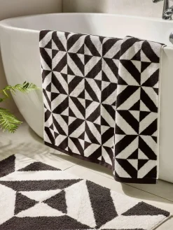 Outlet Next Black Geo Monochrome Egyptian Cotton Towel