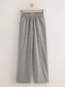 Next Gingham Wide Leg Trousers Black