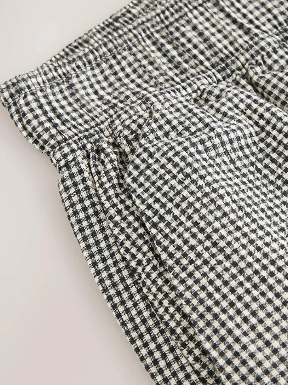 Next Gingham Wide Leg Trousers Black